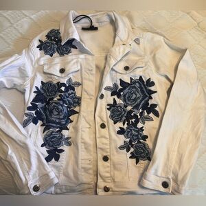 Embroidered white Jean jacket